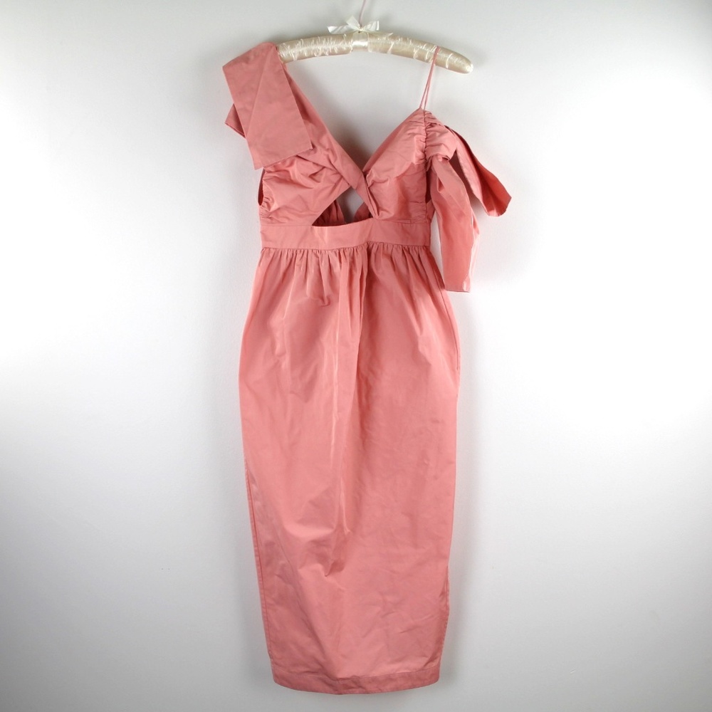Alice McCall Love Is Greed Ballet Pink Cut Out Bow Shoulder Midi Dress 2 - Picture 2 of 6